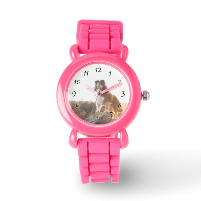 Schutz vor Klippen bei Sonnenuntergang Armbanduhr (Vorderseite)