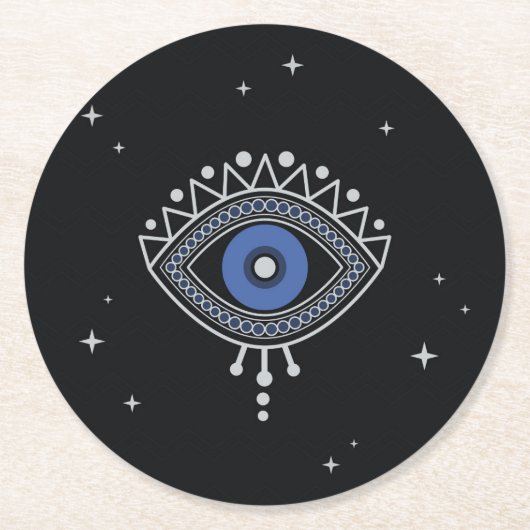 Schutz vor schlechter Energie durch blaues Auge Runder Pappuntersetzer (Vorderseite)