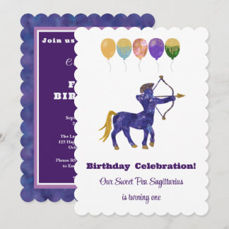 Schütze 1. Geburtstag Impressionist Gold Glitter Einladung