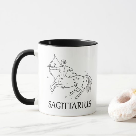 Schütze-Astrologie-Konstellation und Merkmal-Tasse Tasse (Mit Donut)