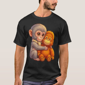 Schütze Babyaffe Schlag Baby Makaken Umarmen T-Shirt