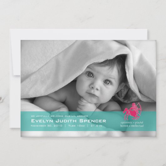 Schütze das Archer Foto Geburtsankündigung Ankündigung (Vorderseite)