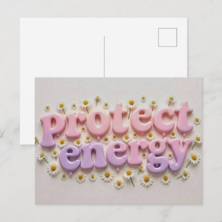 Schütze deine Energie Pastell Blumen Postkarte