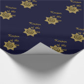 Schütze des Cons-Gold-Abzeichen-Blue-Gift-Wrapping Geschenkpapier (Ecke)