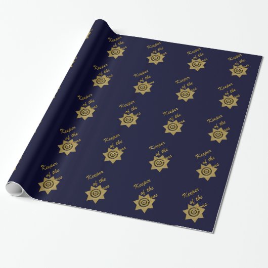Schütze des Cons-Gold-Abzeichen-Blue-Gift-Wrapping Geschenkpapier (Ungerollt)