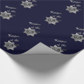 Schütze des Cons-Silver Abzeichen-Blue-Gift Wrap Geschenkpapier (Ecke)