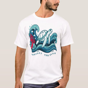 Schütze die Blaue Meeresschildkröte Ozean Erhaltun T-Shirt