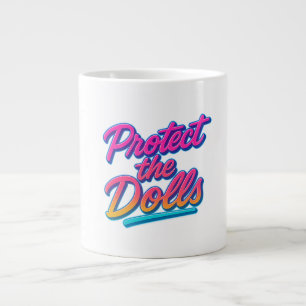 Schütze die Puppen Neon Retro Art Jumbo-Tasse