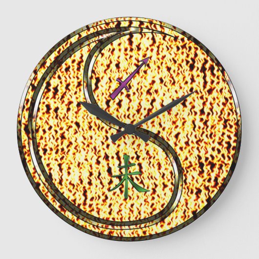 Schütze & Feuer Ziege Große Wanduhr (Vorderseite)