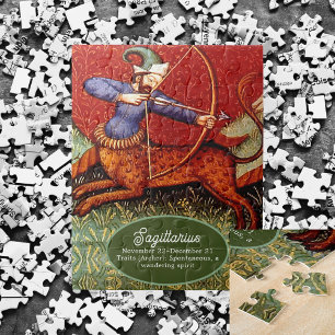 Schütze Horoskop Zodiac Mittelalterlich Vintage SM Puzzle