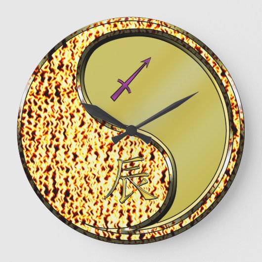 Schütze & Metalldrache Große Wanduhr (Vorderseite)