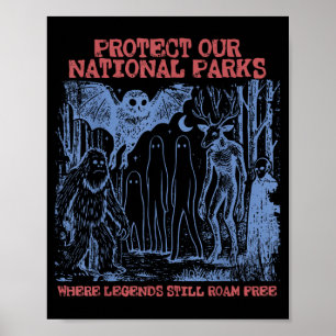 Schütze Nationalparks Mothman Kryptid Weirdcore Poster