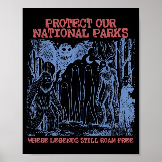 Schütze Nationalparks Mothman Kryptid Weirdcore Poster (Vorne)