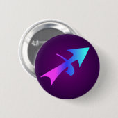 Schütze-Pfeil im Flug-Rosa-blauen Aqua lila Button (Vorne & Hinten)