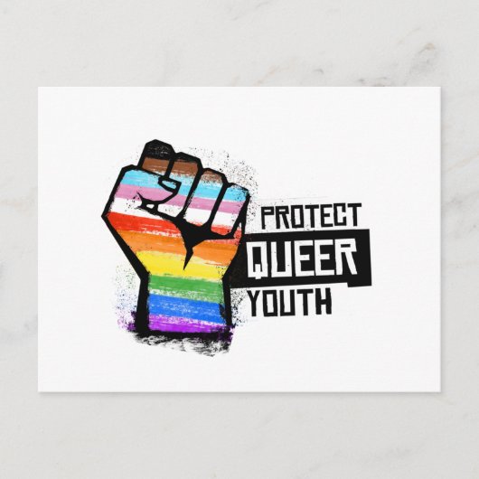 Schütze Queere Jugend - Progress Pride Fist Postkarte (Vorderseite)