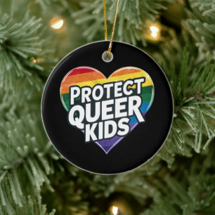 Schütze queere Kinder  Regenbogenherz  LGBT Stolz  Keramik Ornament