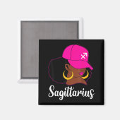 Schütze Schwarzes Mädchen Rosa Mütze Sternzeichen Magnet (Vorderseite/Rückseite)