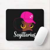 Schütze Schwarzes Mädchen Rosa Mütze Sternzeichen Mousepad (Mit Mouse)