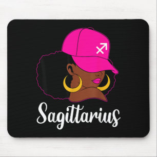 Schütze Schwarzes Mädchen Rosa Mütze Sternzeichen  Mousepad