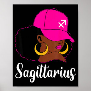 Schütze Schwarzes Mädchen Rosa Mütze Sternzeichen Poster