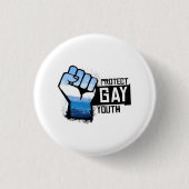 Schütze schwule Jugend - Blaue Pride-Faust Button (Vorderseite)