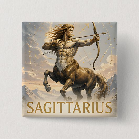 Schütze-Sternzeichen-Geburtstags-Astrologie-Gesche Button (Vorderseite)