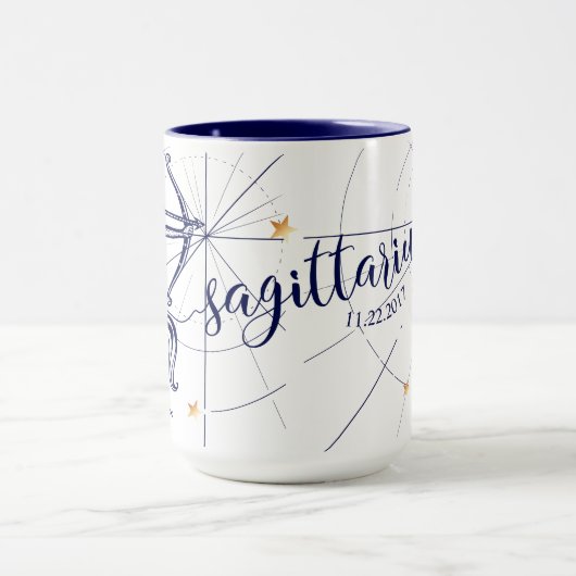 Schütze-Tierkreis-Marine-Blau u. Goldgeburts-Tasse Tasse