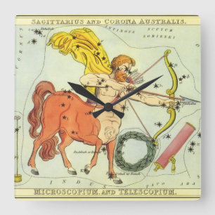 Schütze, Vintage Konstellation Urania's Spiegel Quadratische Wanduhr