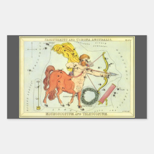 Schütze, Vintage Konstellation Urania's Spiegel Rechteckiger Aufkleber