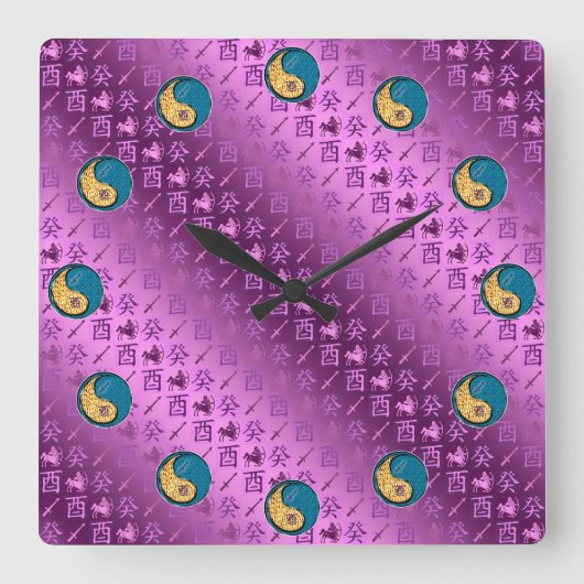 Schütze & Wasserhahn Quadratische Wanduhr (Vorderseite)