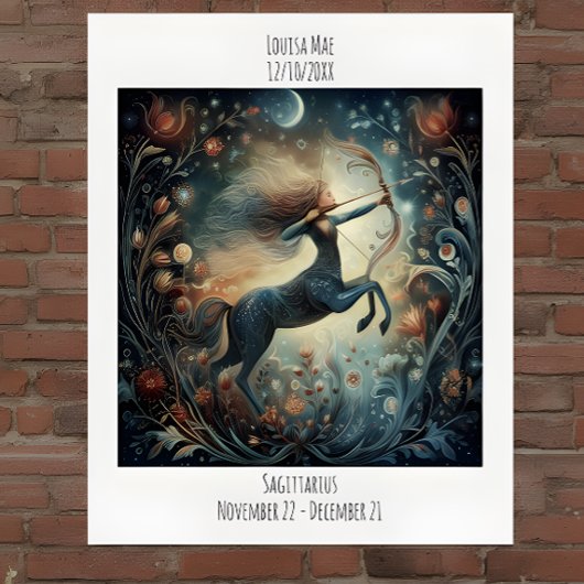 Schütze Zodiac Astrologie Name & Geburtstag Poster