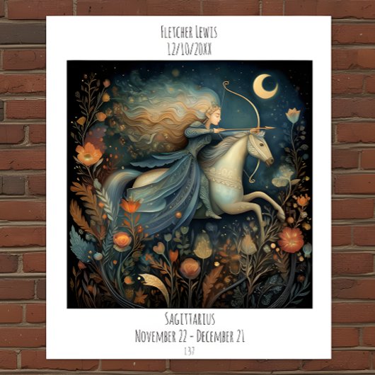 Schütze Zodiac Astrologie Name & Geburtstag Poster
