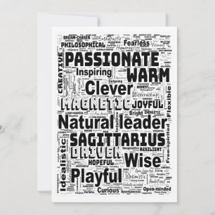 Schütze Zodiac Word Cloud Inspiration  Feiertagskarte