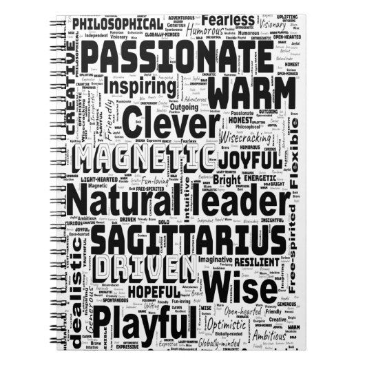Schütze Zodiac Word Cloud Inspiration  Notizblock (Vorderseite)