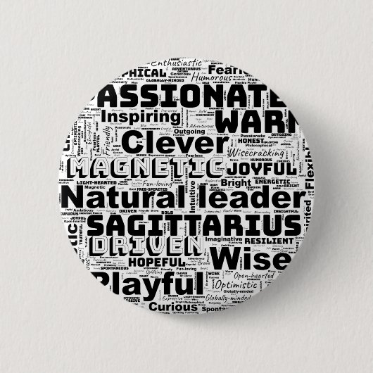 Schütze-Zodiac-Wortwolken-Inspiration Button (Vorderseite)