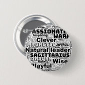 Schütze-Zodiac-Wortwolken-Inspiration Button (Vorne & Hinten)