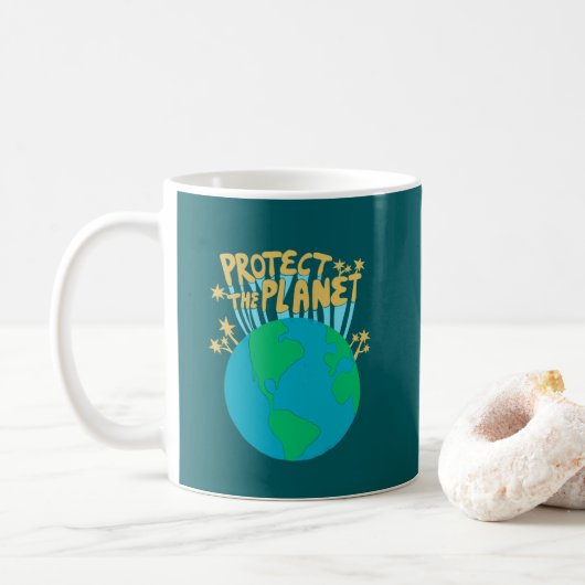 SCHÜTZEN DES PLANETEN GERETTET ERDE Öko Grün Kaffeetasse (Mit Donut)
