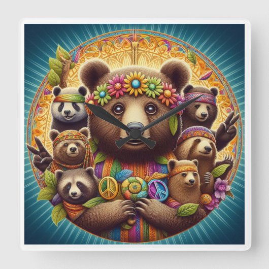 Schützen Sie alle Tiere Quadratische Wanduhr (Vorderseite)