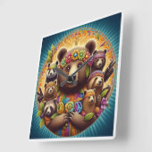 Schützen Sie alle Tiere Quadratische Wanduhr (Winkel)