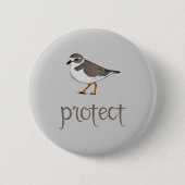 Schützen Sie den friedlicher Regenpfeifer-Vogel Button (Vorderseite)