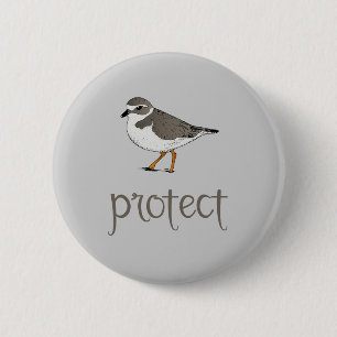 Schützen Sie den Piping Plover-Vogel Button