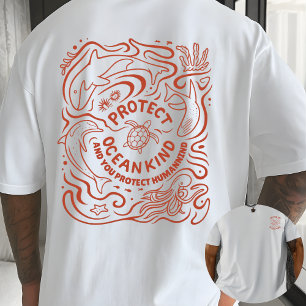Schützen Sie die Ozean-Kind-Eco-Awareness-Linienku T-Shirt