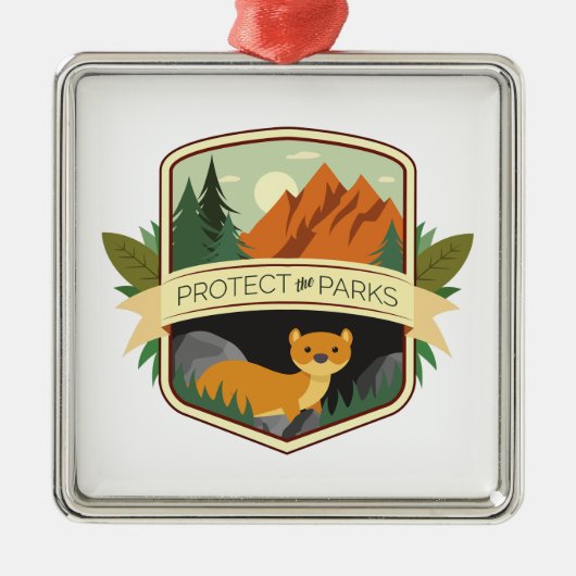 Schützen Sie die Parks Weasel Ornament Aus Metall (Vorne)