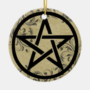 Schützen Sie dieses Zuhause Pentagramm Keramikornament