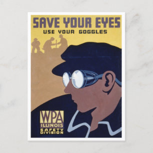 Schützen Sie Ihre Augen Vintage-Schutzbrille Siche Postkarte