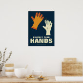 Schützen Sie Ihre Hände im Sicherheitsbereich Poster (Küche)