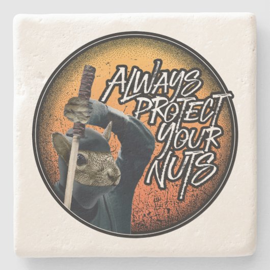 Schützen Sie immer Ihre Nüsse - lustiges Ninja-Eic Steinuntersetzer (Vorderseite)