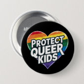 Schützen Sie Quee Kids Rainbow Herz LGBT Prix Button (Vorne & Hinten)