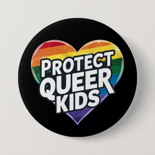 Schützen Sie Quee Kids Rainbow Herz LGBT Prix Button (Vorderseite)