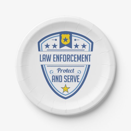 Schützen Sie und dienen Sie Polizei-Abzeichen Pappteller (Vorderseite)